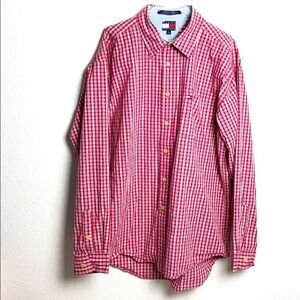 Tommy Hilfiger Red White Plaid Button Down Shirt